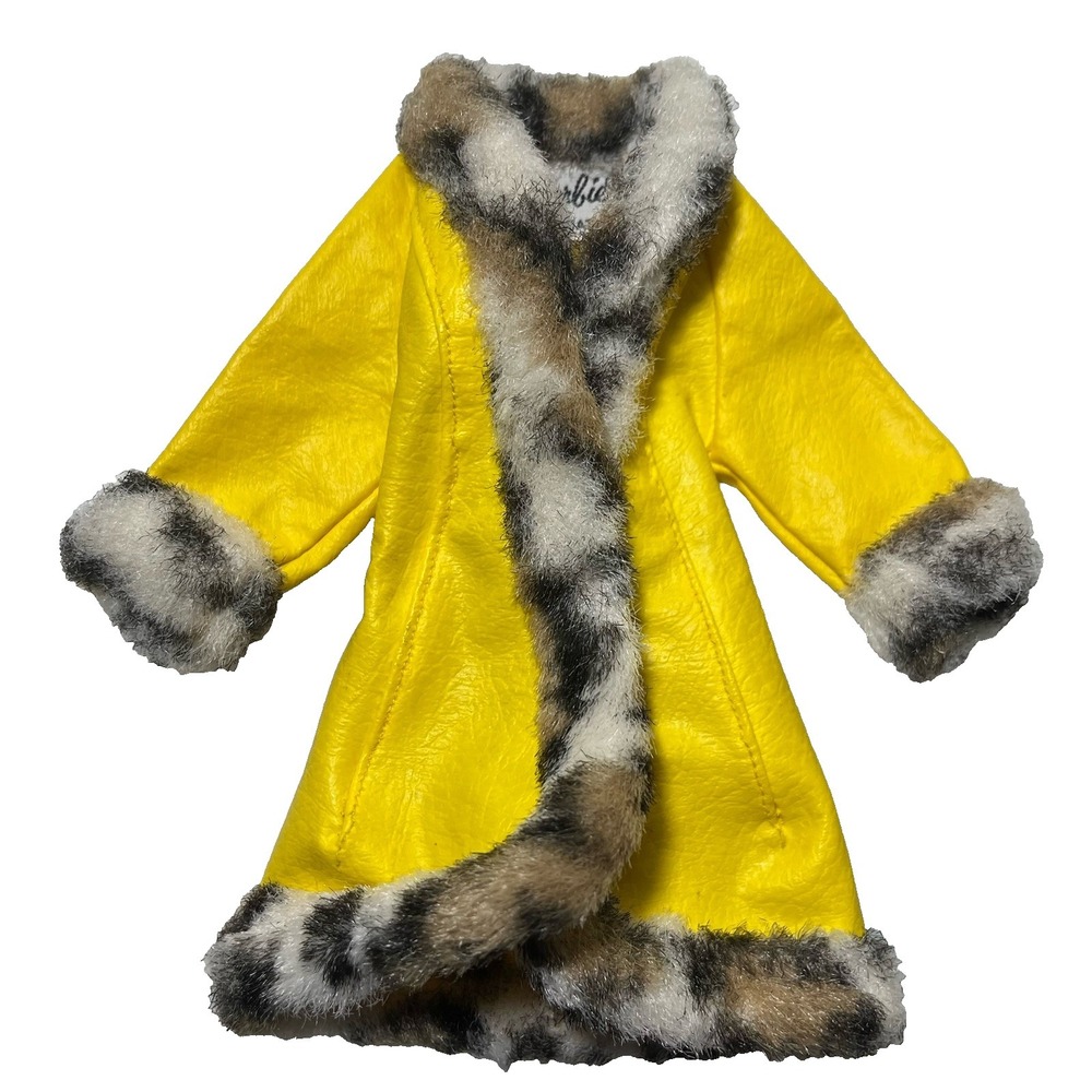 VTG 1970 Mod Barbie #1458 Fur Trim Coat‎ Clothes Toy Accessory Mattel